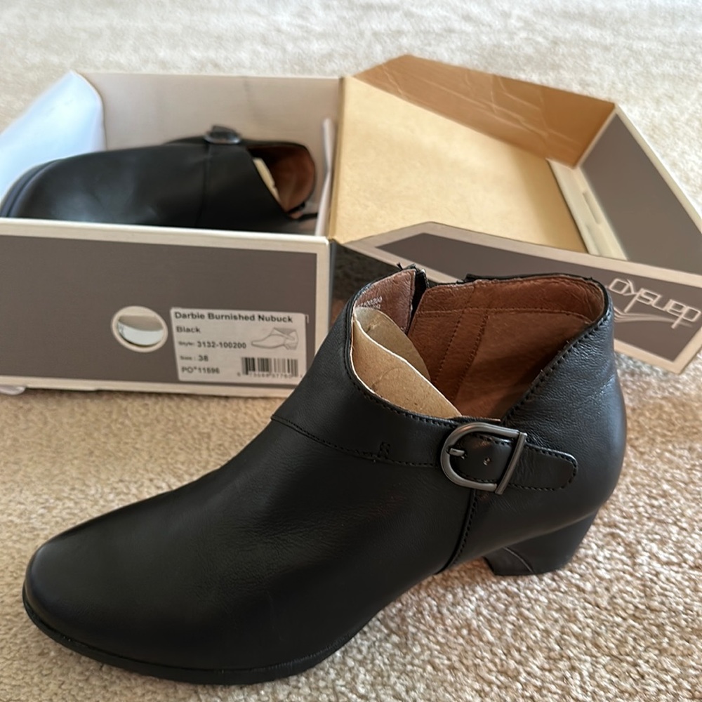 Dansko Burnished Nubuck Black Ankle Boot